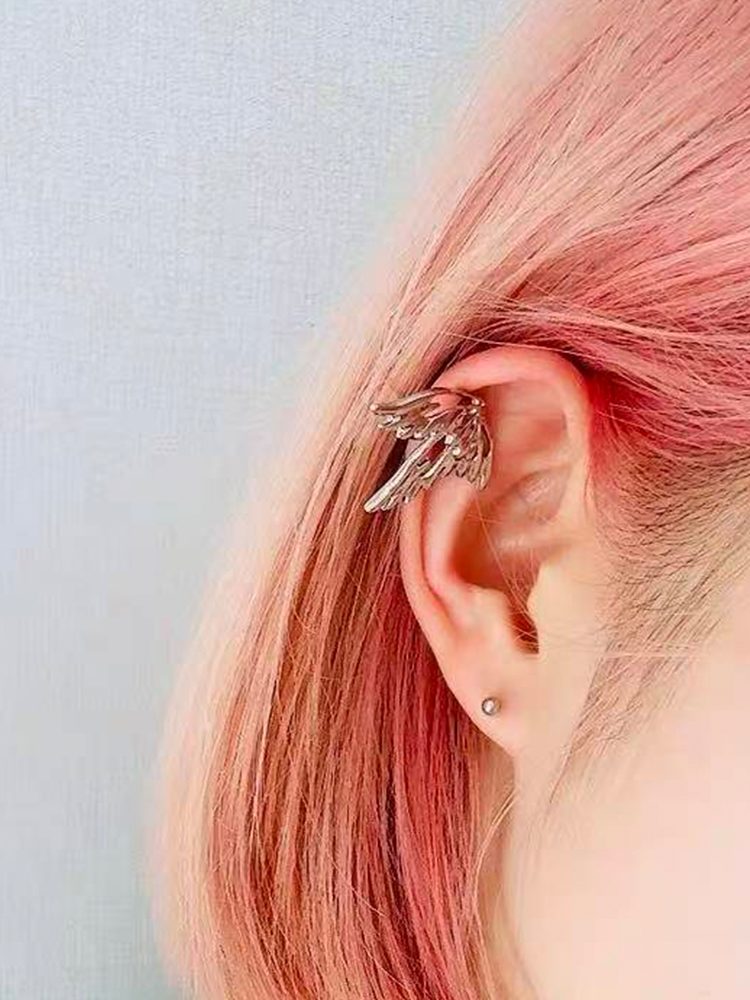 Stainless Steel Small Bird Animal Ear Cuff / Clip Earrings ( Detail View — Waterproof & Hypoallergenic
