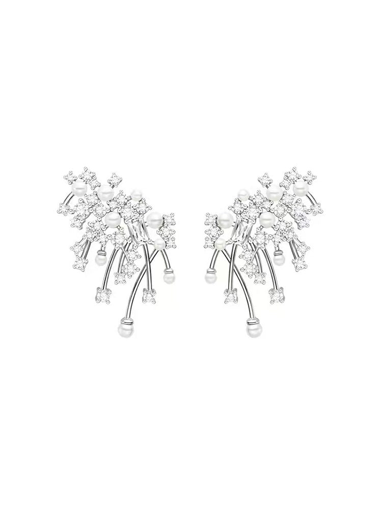 Starry Sparkle Stainless Steel Pearl Jewelry Set Earrings Ne Detail View — Waterproof & Hypoallergenic