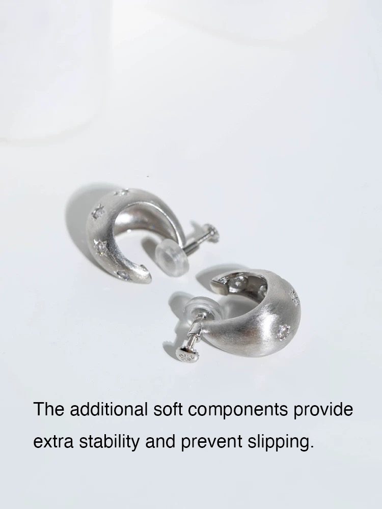 Sterling Silver 925 Star Spiral Moonlight Comfort Women Non-pierced Screw Back Clip-On Earrings