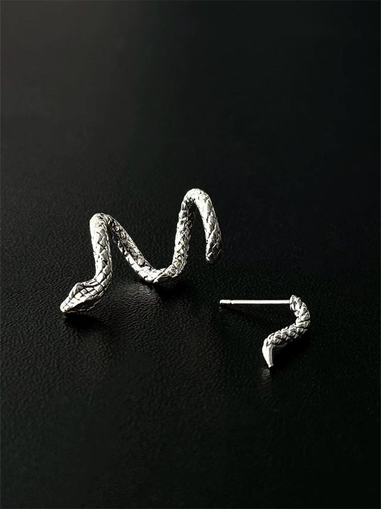 Sterling Silver Snake Ear Cuff Earrings Stud