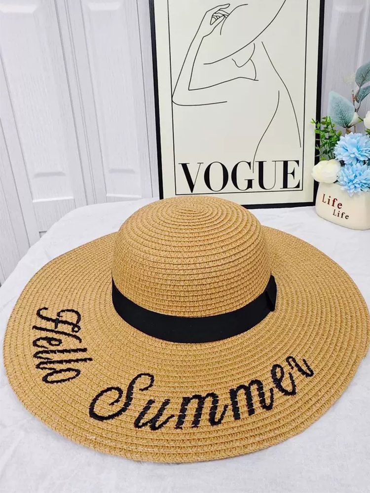 Straw Hat & Woven Bag Set for Women Summer Travel