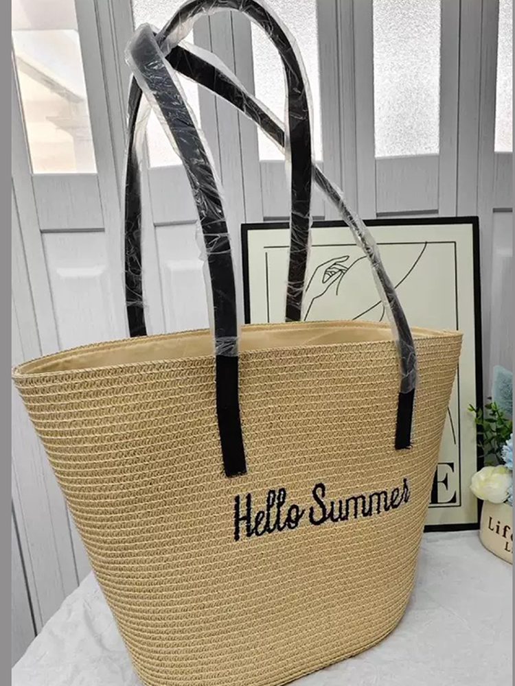 Summer Beach Straw Hat and Bag 2-Piece Set