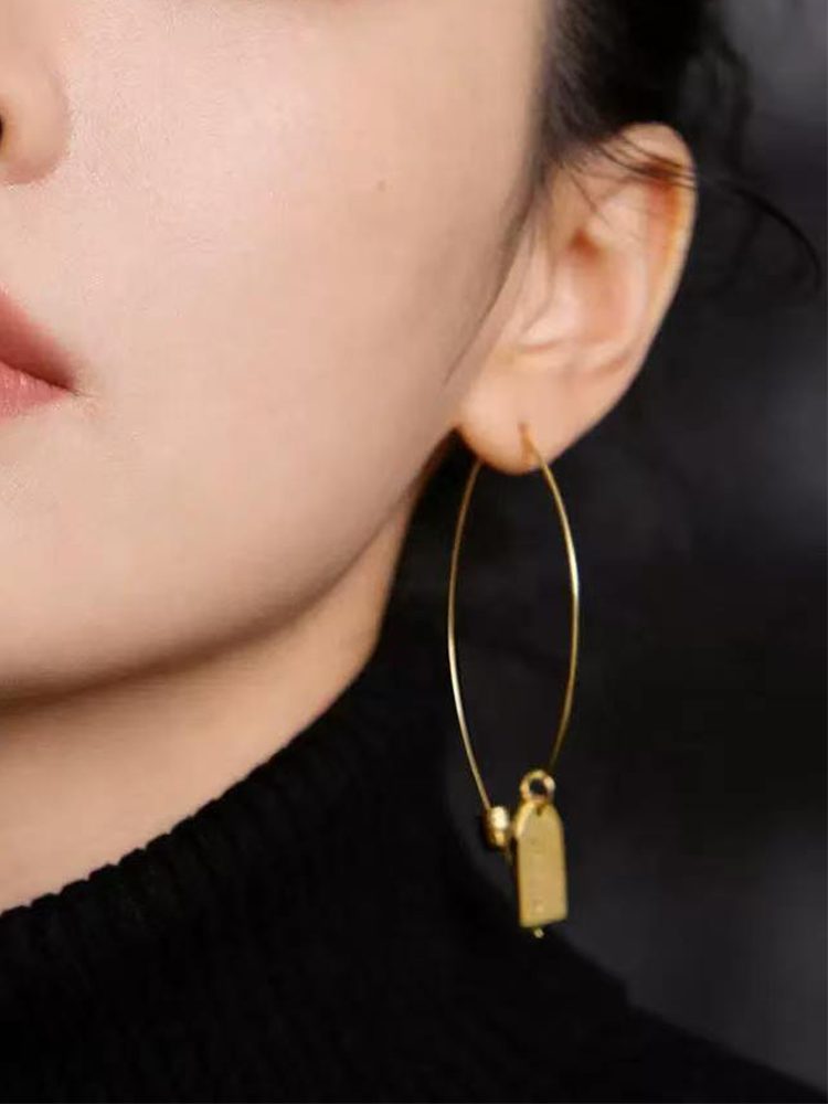Tag Earrings – Stainless Steel Long Drop Design (2026 Fashion) Dangle