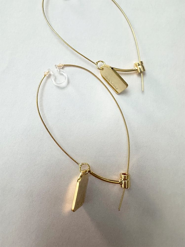 Tag Earrings – Stainless Steel Long Drop Design (2026 Fashion) Dangle Clip on