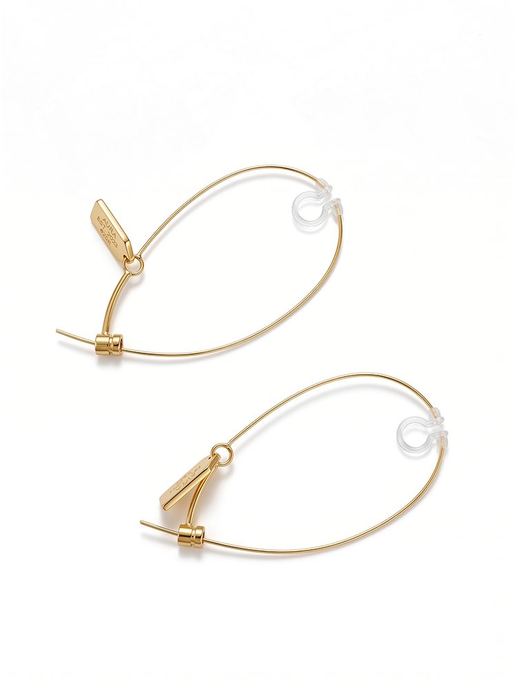 Tag Earrings – Stainless Steel Long Drop Design (2026 Fashion) Dangle Clip on
