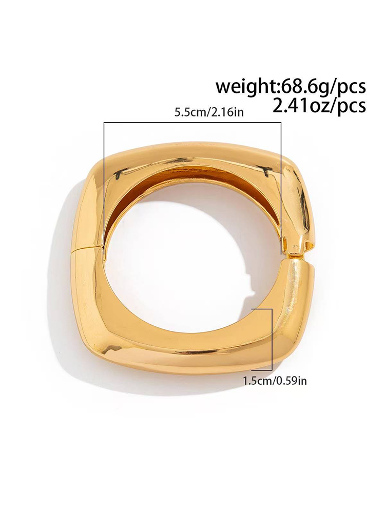 The Bold Rounded Corners Square Bangle Women | 18K Gold P... - view 7