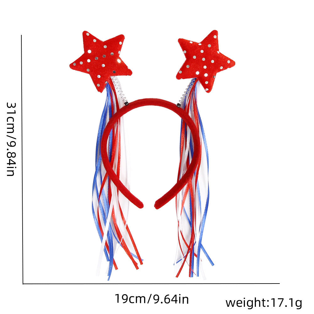 USA Patriotic Party Accessory Set - Flag Top Hat Headband Glasses & Necklace Kit for Independence Day Parades Celebrations and Events