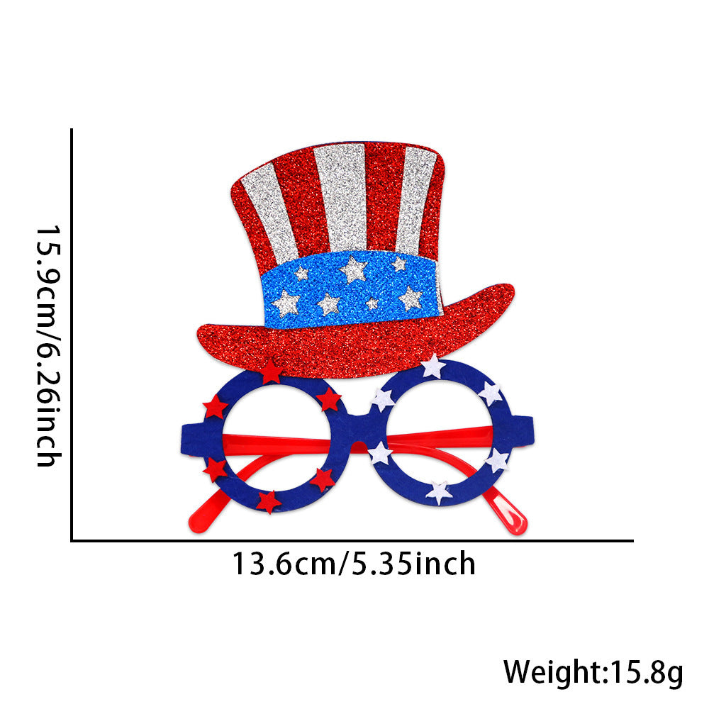 USA Patriotic Party Accessory Set - Flag Top Hat Headband Glasses & Necklace Kit for Independence Day Parades Celebrations and Events