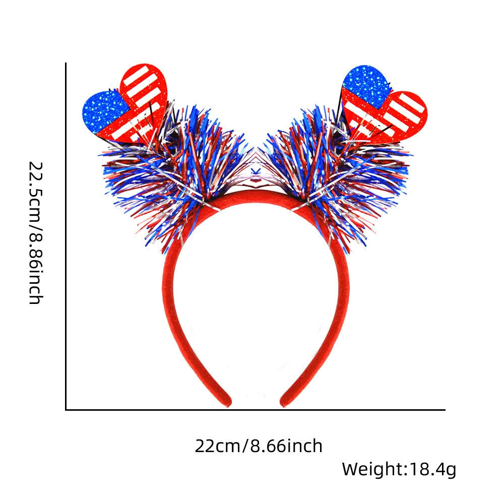 USA Patriotic Party Accessory Set - Flag Top Hat Headband Glasses & Necklace Kit for Independence Day Parades Celebrations and Events