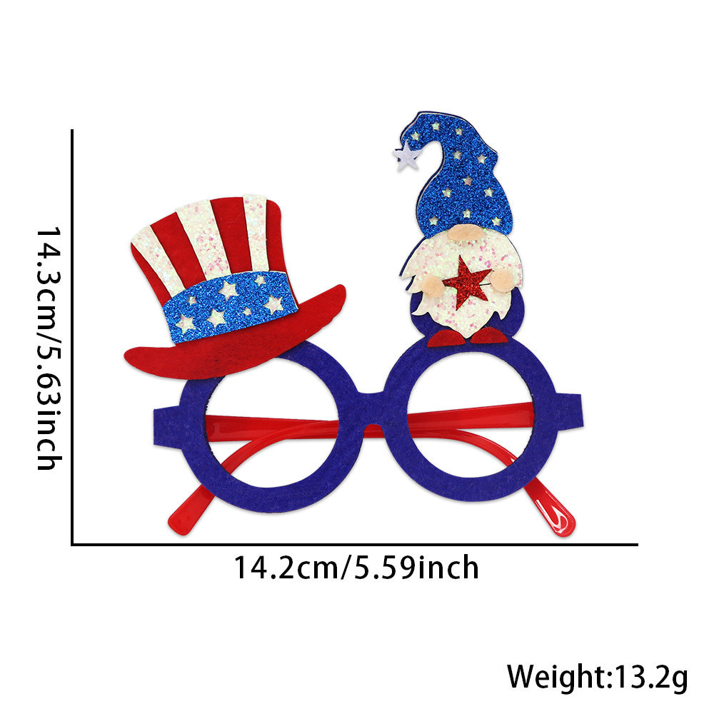 USA Patriotic Party Accessory Set - Flag Top Hat Headband Glasses & Necklace Kit for Independence Day Parades Celebrations and Events
