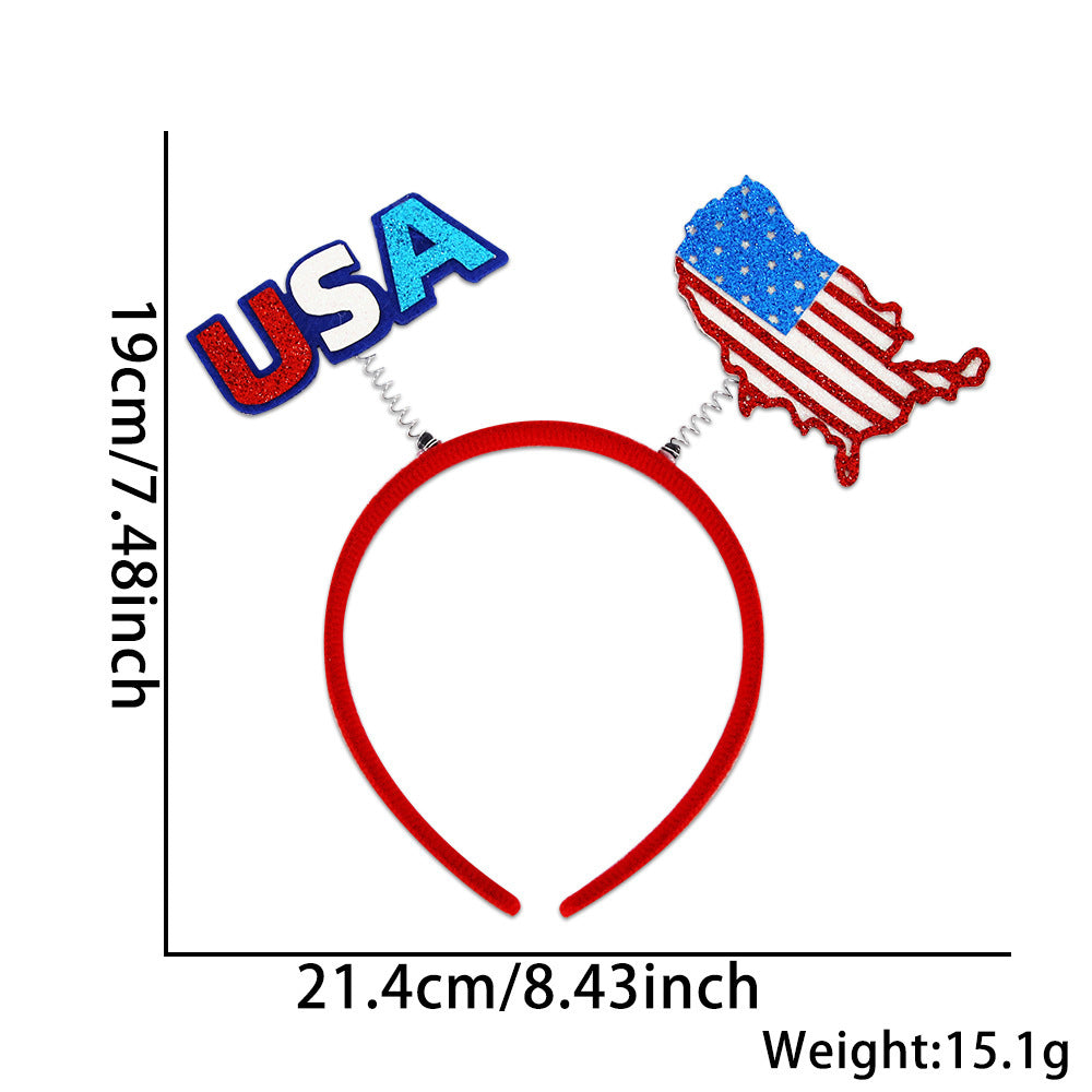USA Patriotic Party Accessory Set - Flag Top Hat Headband Glasses & Necklace Kit for Independence Day Parades Celebrations and Events