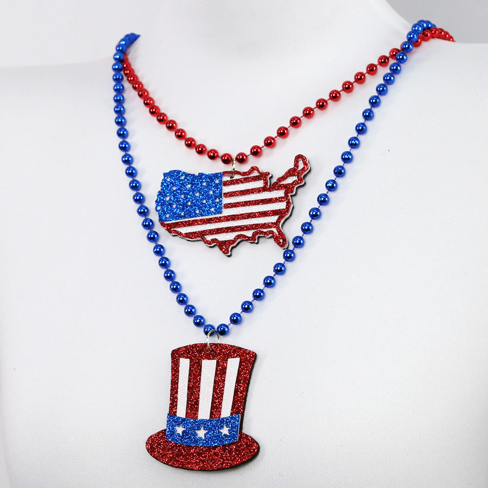USA Patriotic Party Accessory Set - Flag Top Hat Headband Glasses & Necklace Kit for Independence Day Parades Celebrations and Events