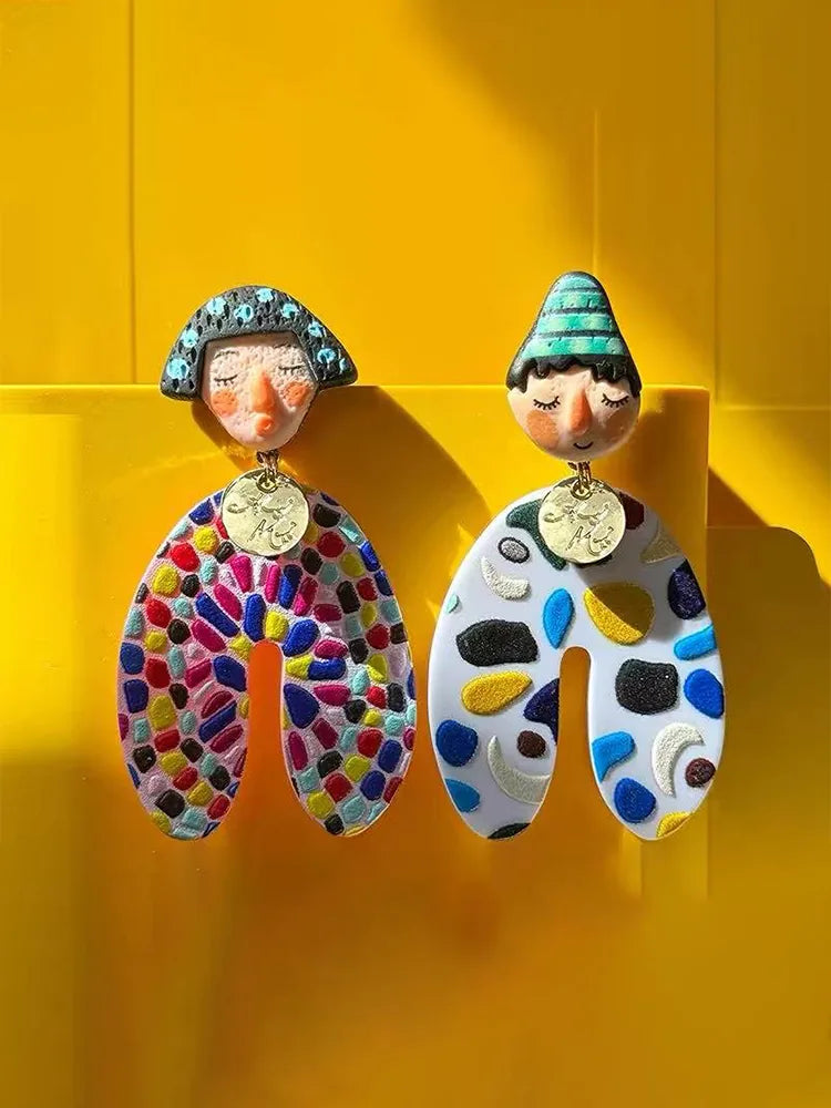 Vacation-style doll-inspired oversized polka dot earrings St Side View — 18K Gold Plated