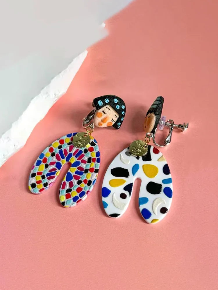 Vacation-style doll-inspired oversized polka dot earrings St On Model — Minimalist Jewelry