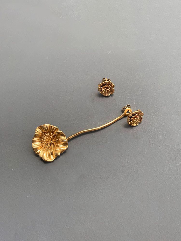 Vintage 3D Floral Convertible Drop Earrings Large