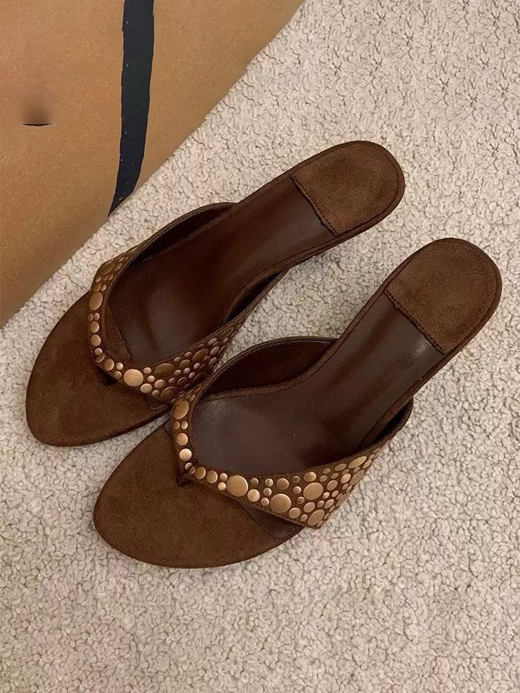 Vintage Brown Flip-Flops Shoes