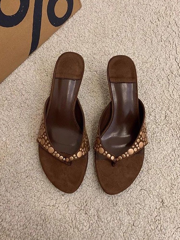 Vintage Brown Flip-Flops Shoes