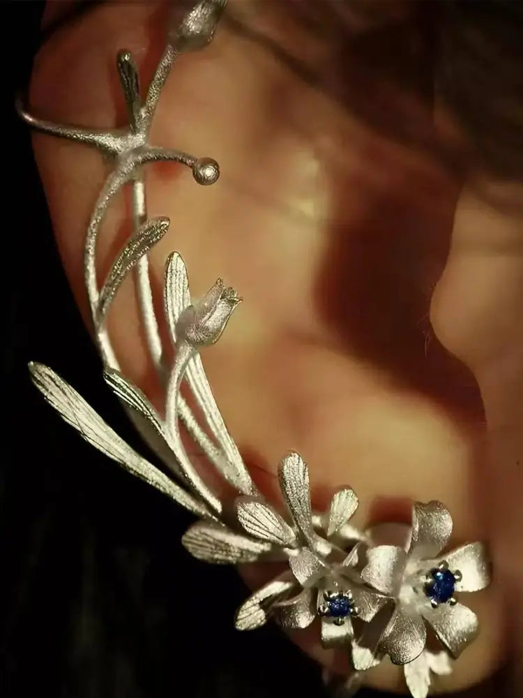 Vintage Lily Bloom Earrings Ear Cuff (No Piercing - view 4