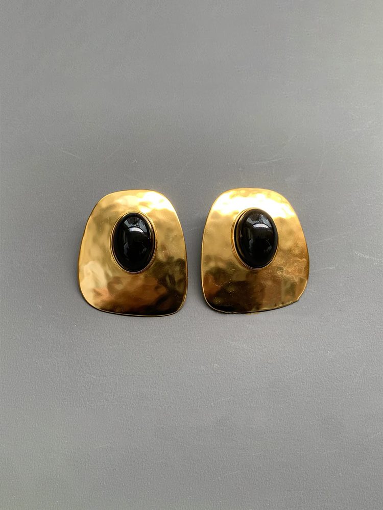 Vintage Polished Gold Curve Clip On Earrings