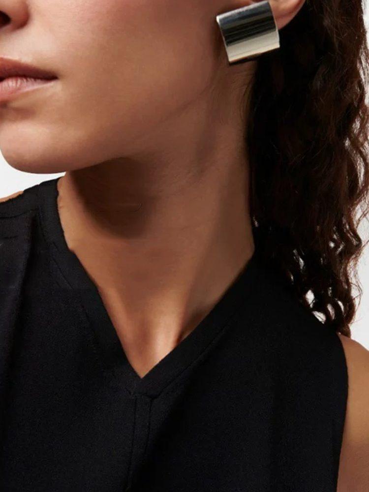 Vintage Polished Gold Curve Stud Earrings