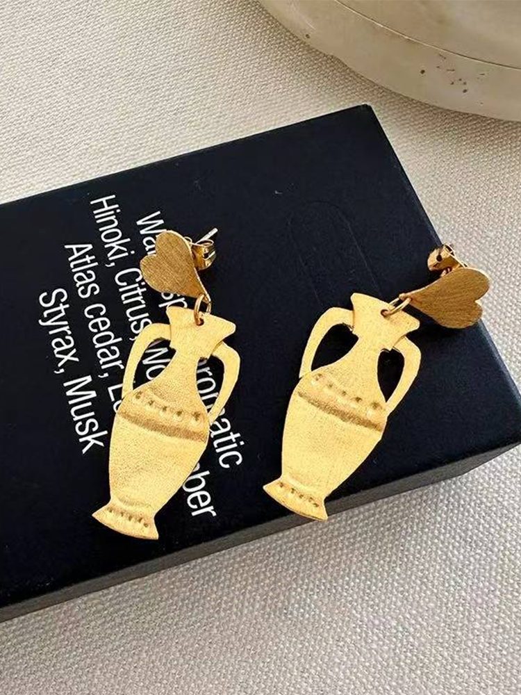 Vintage Vase-Inspired Earrings 18K Gold Plated Dangle