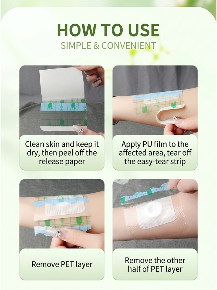 Waterproof PU Film Dressing, Transparent Shower & Swimming Wound Cover, Breathable Protective Adhesive Bandage for Skin Protection