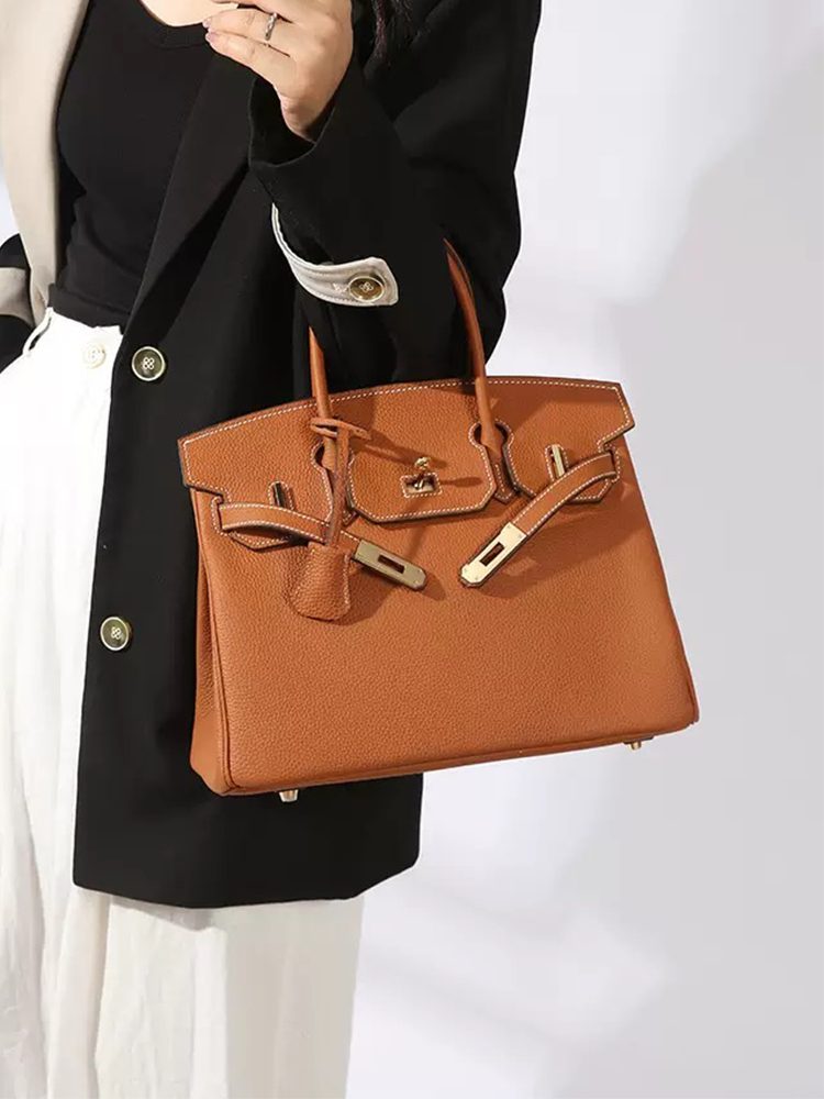 Women's Full-Grain Leather Business Tote Bag, Medium Size Professional Handbag for Work and Commute