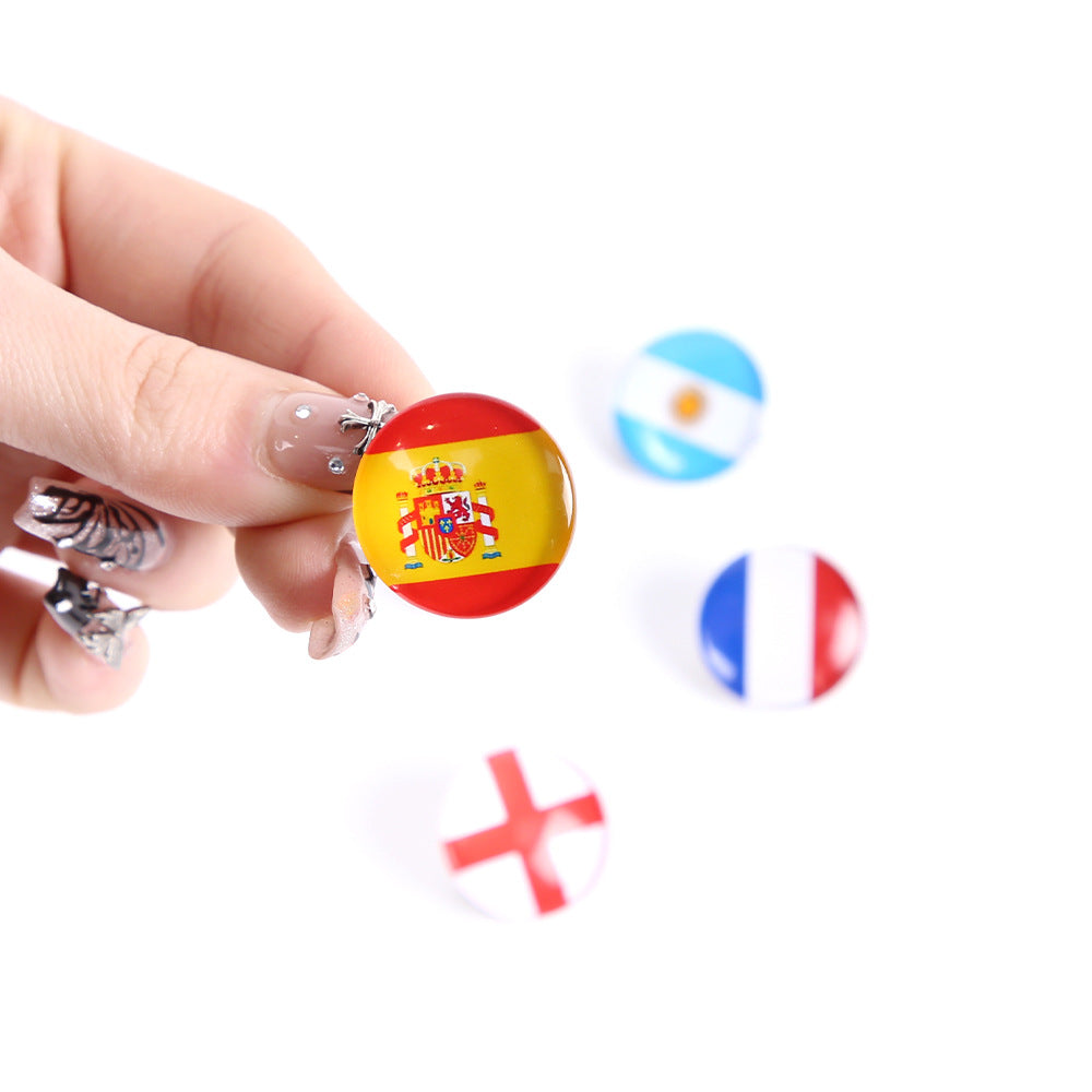 World Cup crystal brooch, football fan costume photo prop, national flag decoration badge souvenir