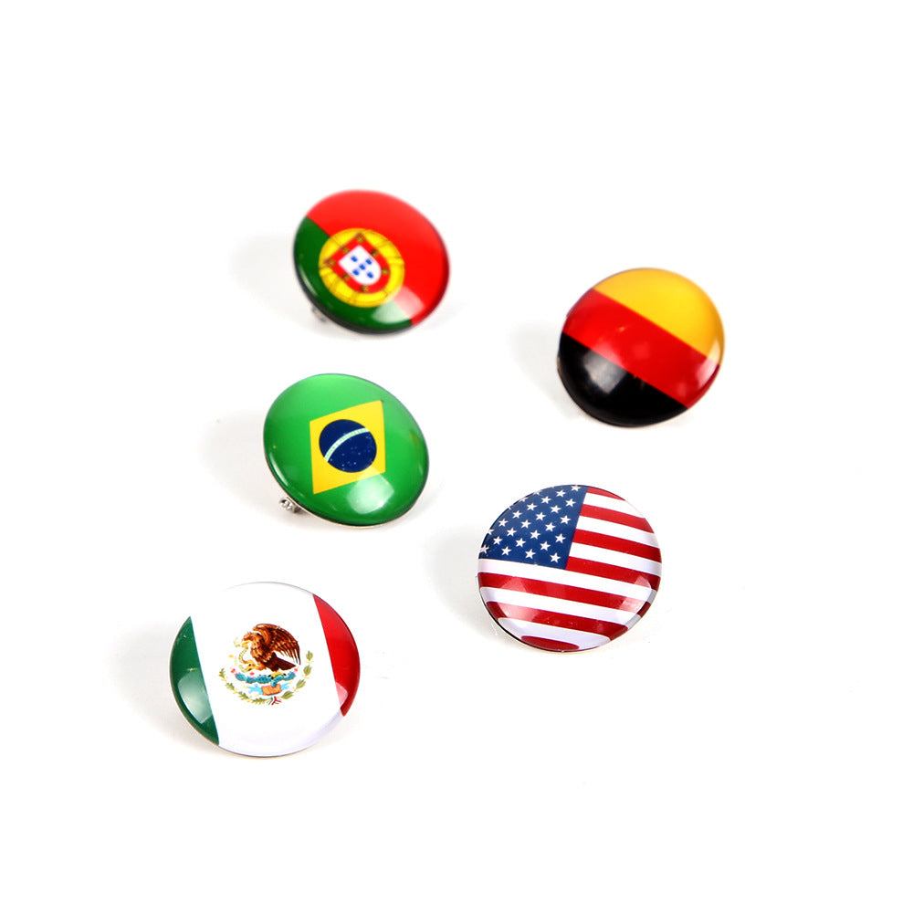 World Cup crystal brooch, football fan costume photo prop, national flag decoration badge souvenir