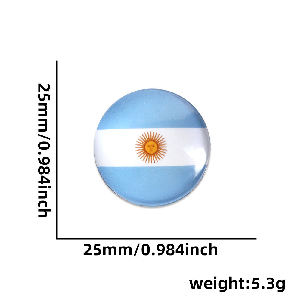 World Cup crystal brooch, football fan costume photo prop, national flag decoration badge souvenir
