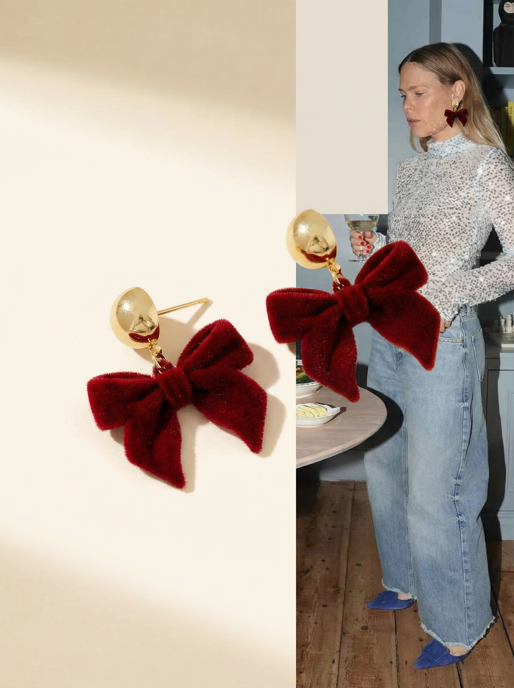 Red Studs Earrings For Lobe Piercing | Fairies Whisper